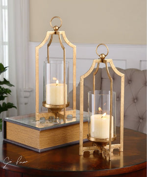 13"H Lucy Gold Candleholders Set of 2