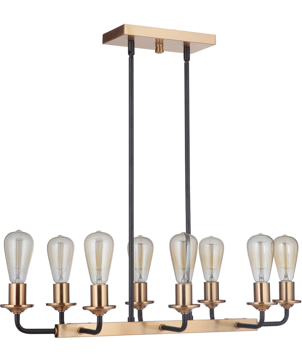 Randolph 8-Light Island Pendant Flat Black/Satin Brass