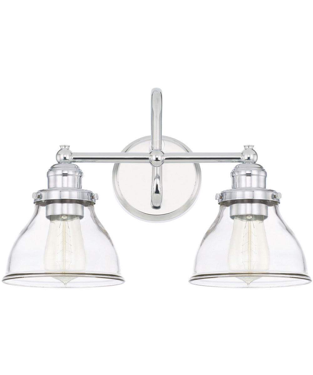Baxter 2-Light Vanity In Chrome With Clear Glass