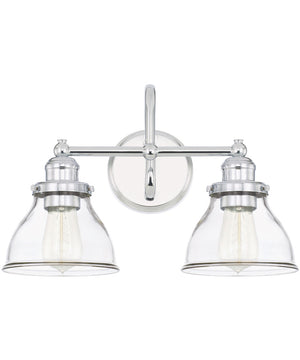 Baxter 2-Light Vanity In Chrome With Clear Glass