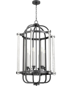 22"W 6-light Entry Foyer Hall Chandelier Noir