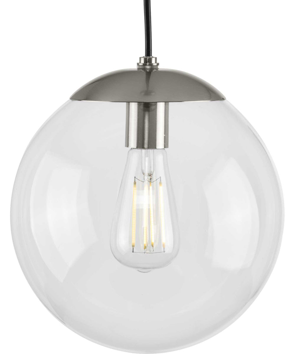 Atwell 10-inch Clear Glass Globe Medium Hanging Pendant Light Brushed Nickel
