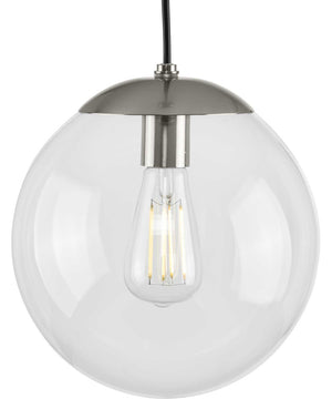Atwell 10-inch Clear Glass Globe Medium Hanging Pendant Light Brushed Nickel