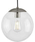 Atwell 10-inch Clear Glass Globe Medium Hanging Pendant Light Brushed Nickel