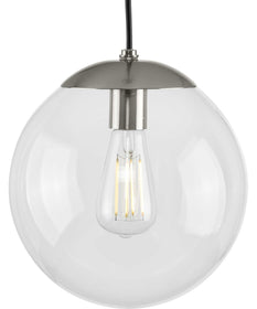 Atwell 10-inch Clear Glass Globe Medium Hanging Pendant Light Brushed Nickel