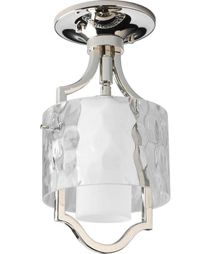 Caress 1-Light Clear Water Glass Luxe Mini-Pendant Light Polished Nickel