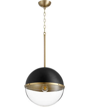 15"W 1-light Pendant Noir w/ Aged Brass