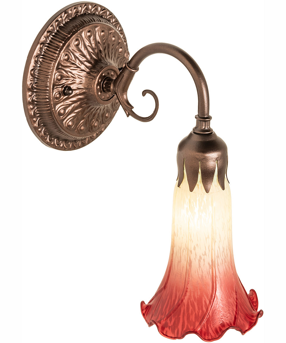 5" Wide Seafoam/Cranberry Pond Lily Victorian Wall Sconce