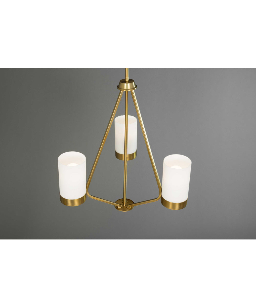 Elevate 3-Light Etched White Glass Mid-Century Modern Chandelier Light Brushed Bronze