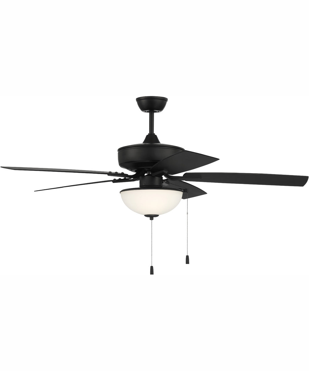 52" Outdoor Pro Plus 211 White 2-Light Indoor/Outdoor Ceiling Fan Flat Black