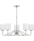Tobin 5-Light Etched White Glass Modern Chandelier Light Brushed Nickel