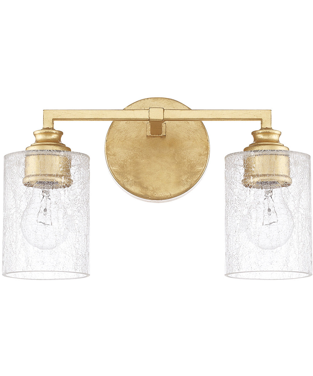 Milan 2-Light Vanity In Capital Gold With Ice Glass