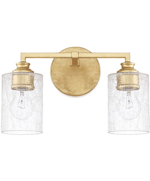 Milan 2-Light Vanity In Capital Gold With Ice Glass