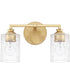 Milan 2-Light Vanity In Capital Gold With Ice Glass