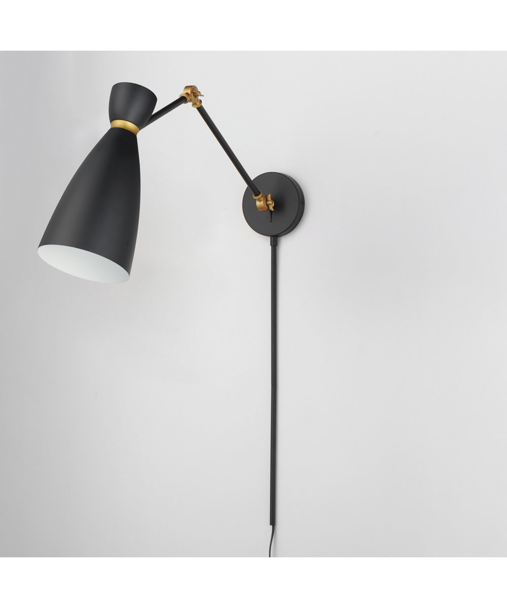 Carillon Articulating Wall Sconce Black / Satin Brass