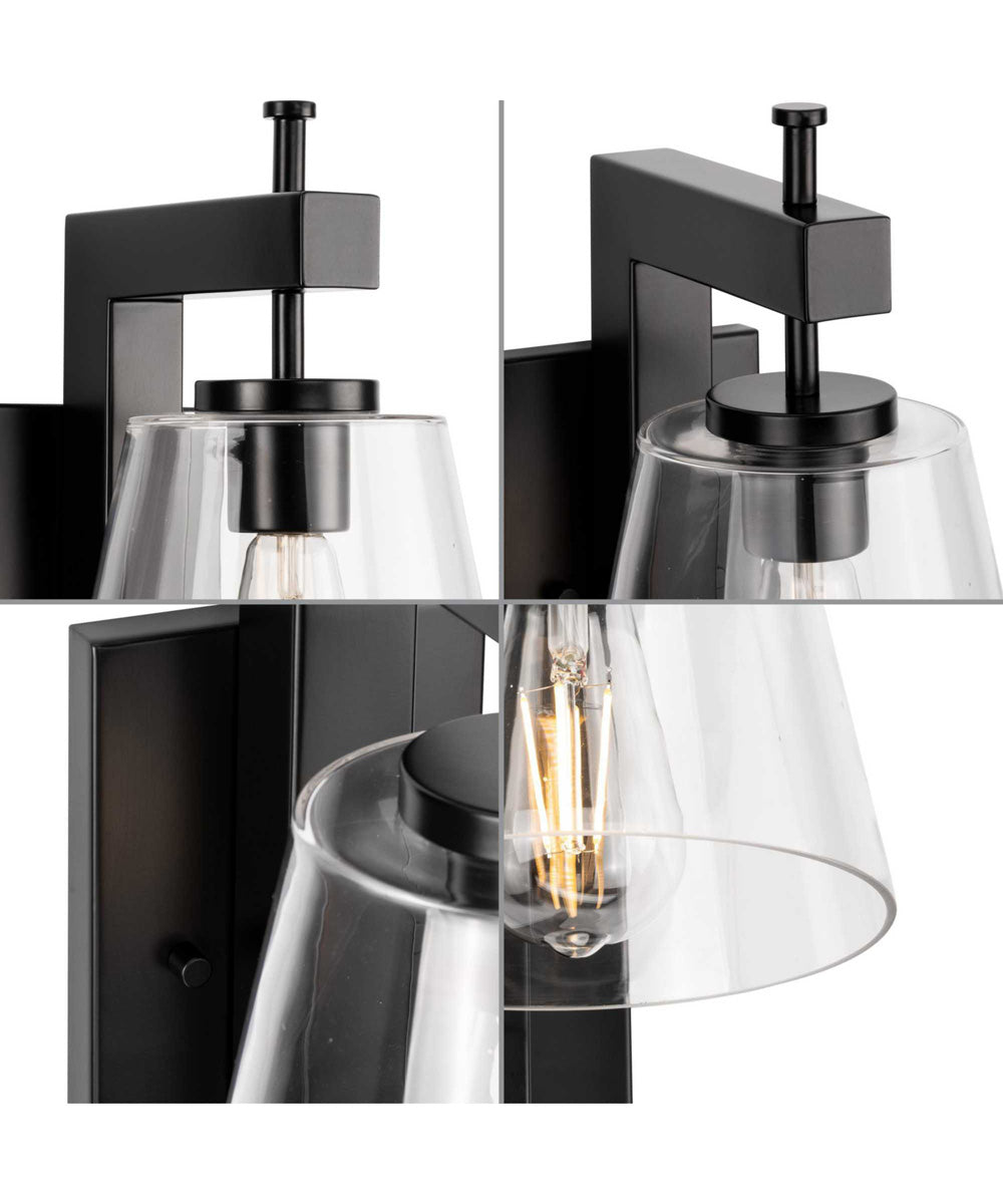 Saffert 1-Light New Traditional Clear Glass Wall Light Matte Black