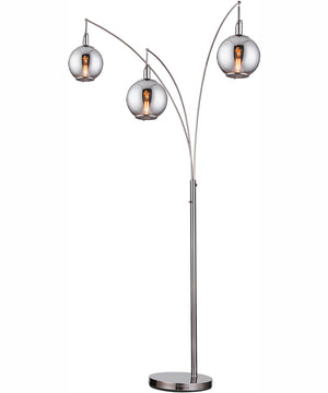 Kaira 3-Light 3-Light Arch Lamp G/Smoke Glass Shade
