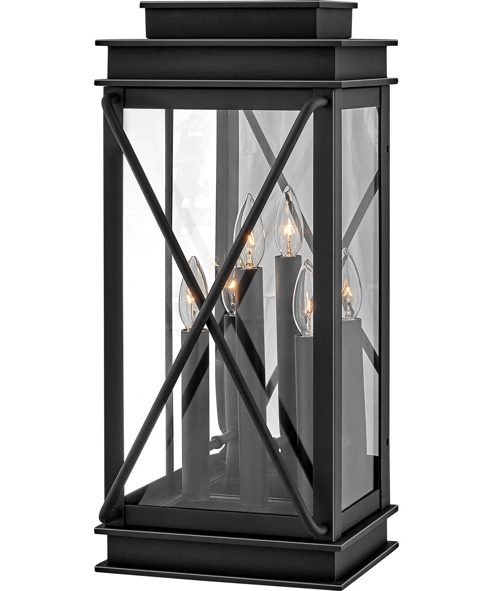 Montecito 3-Light Large Outdoor Wall Mount Lantern in Museum Black