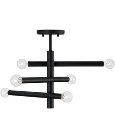 Zane 6-Light Semi-Flush Matte Black