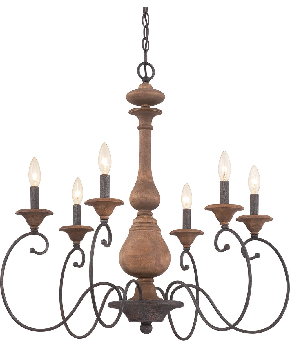 Auburn 6-light Chandelier Rustic Black