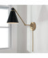 Bradley 1-Light Plug In Sconce Aged Brass and Black, 7"W