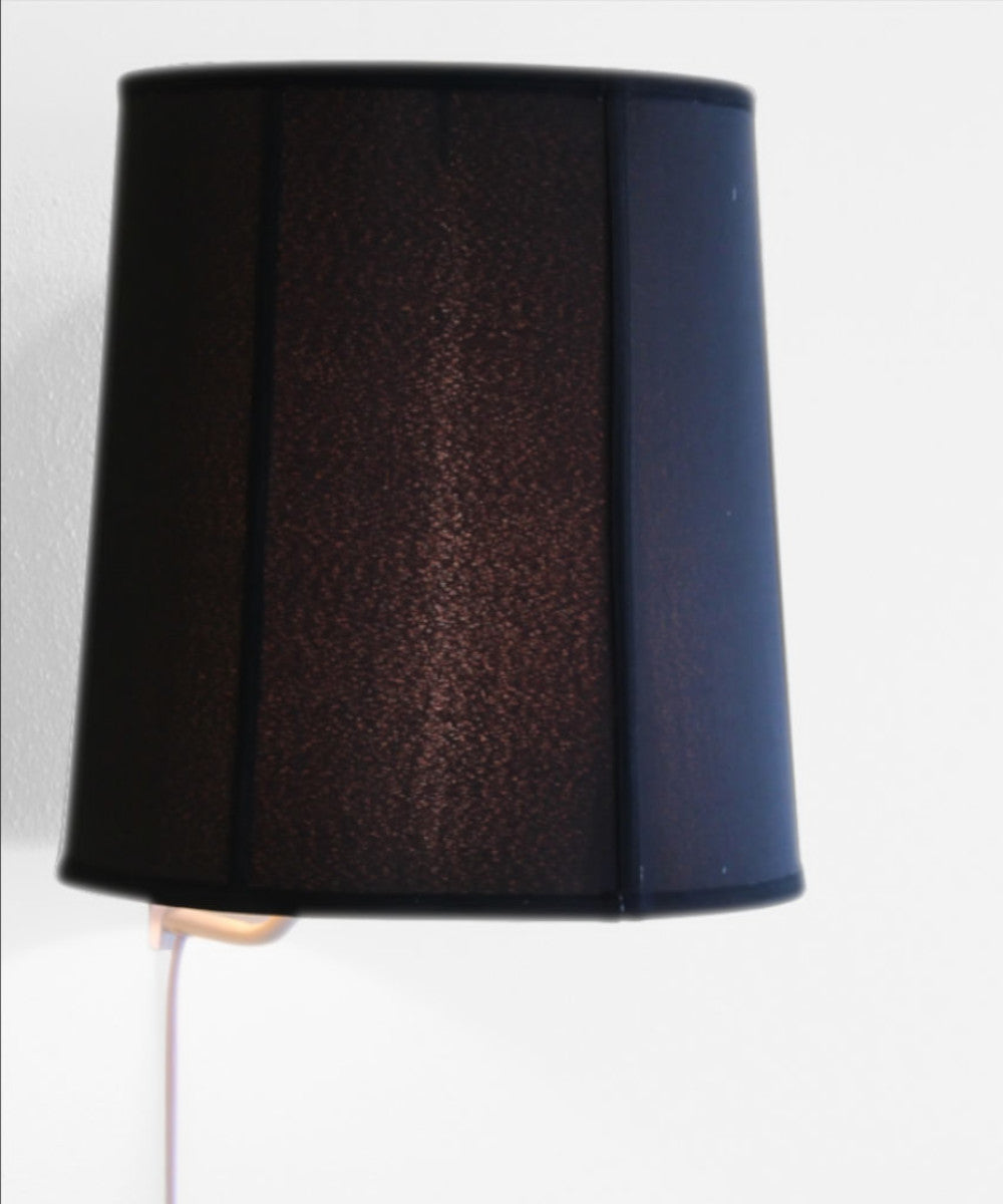 16"W Floating Shade Plug-In Wall Light Black Shantung Fabric