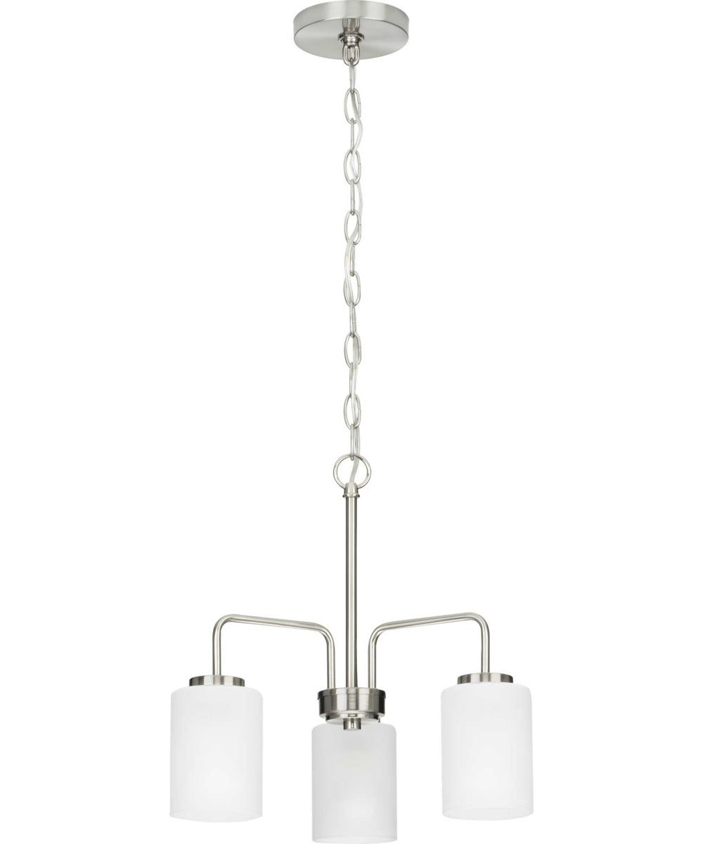 Merry 3-Light Etched Glass Transitional Style Chandelier Light Brushed Nickel