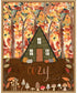 Framed Cozy Fall Cabin by Katie Doucette Canvas Wall Art Print (23  W x 28  H), Sylvie Maple Frame