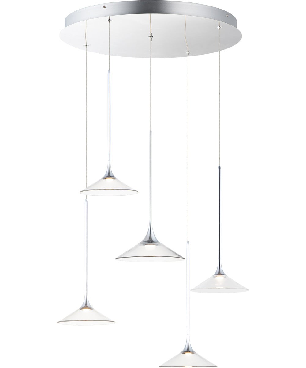 Cono LED 5-Light Pendant Polished Chrome