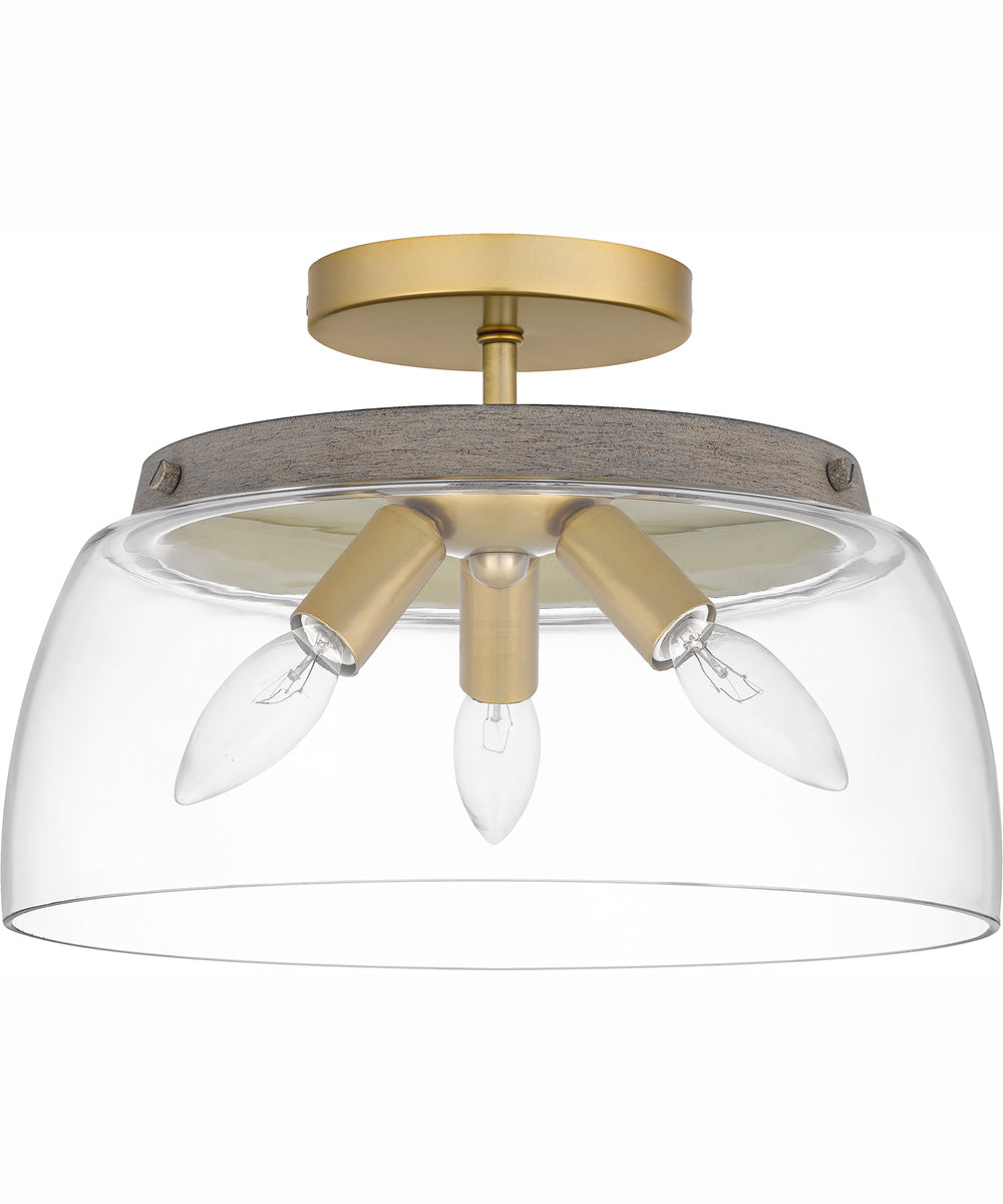 Burkett Medium 3-light Semi Flush Mount Light Gold