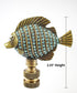 Tropical Fish Lamp Finial with Aegean Blue Glass Antique Brass Finish 2.25"h