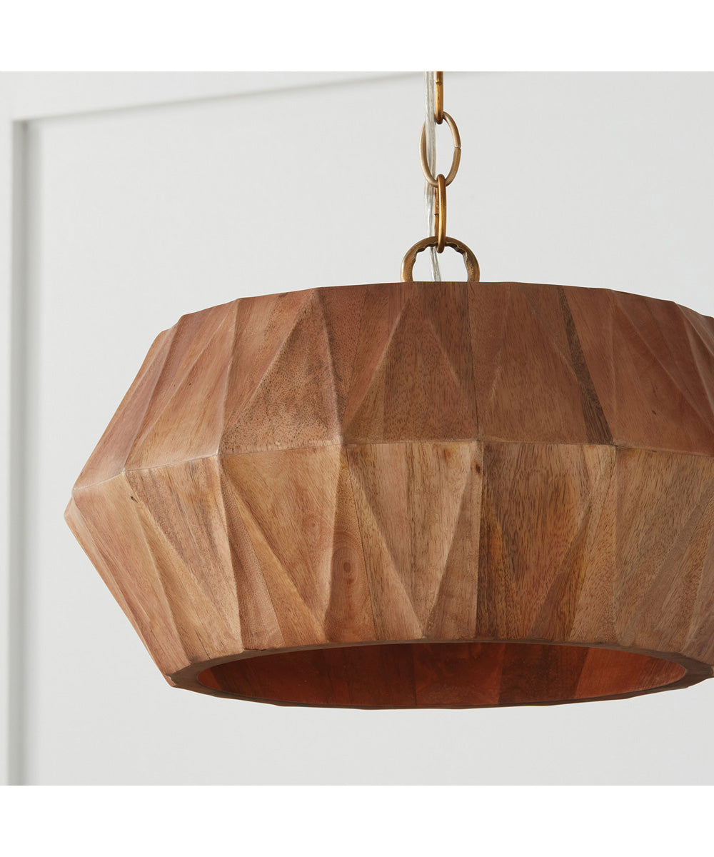 Nadeau 1-Light Semi-Flush Light Wood and Patinaed Brass