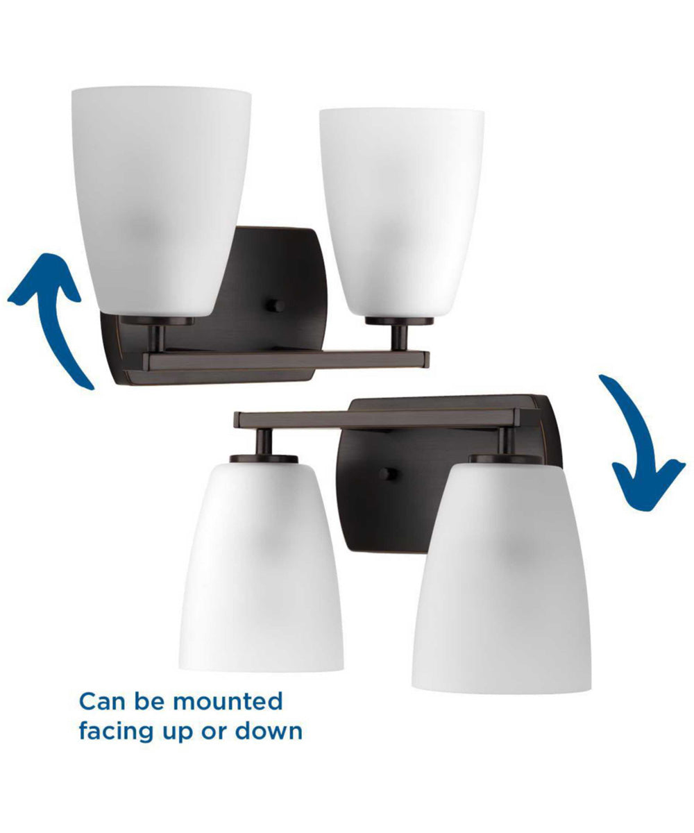 Leap 2-Light Etched Glass Modern Bath Vanity Light Antique Bronze