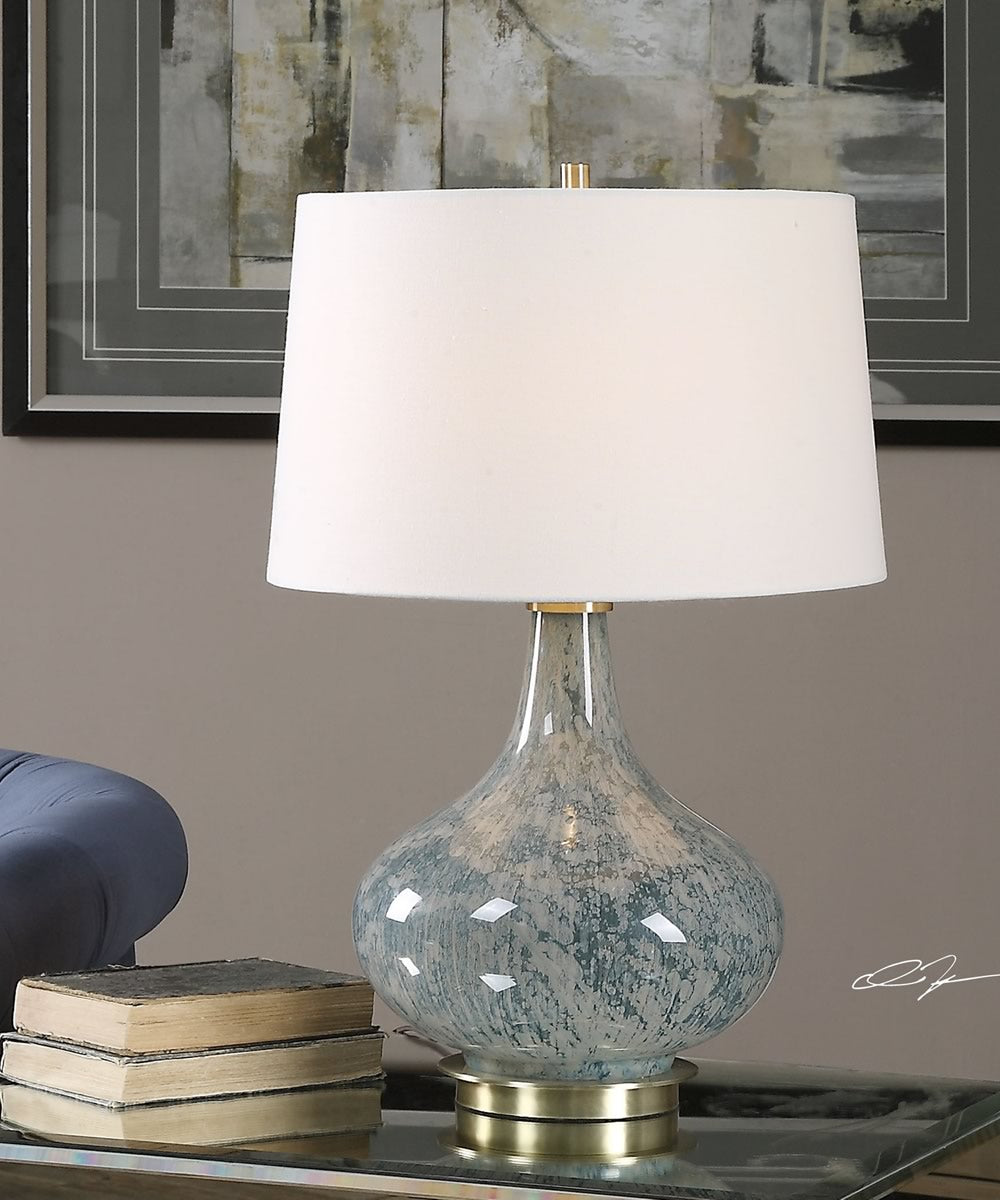 25"H Celinda Blue Gray Glass Lamp