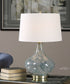 25"H Celinda Blue Gray Glass Lamp