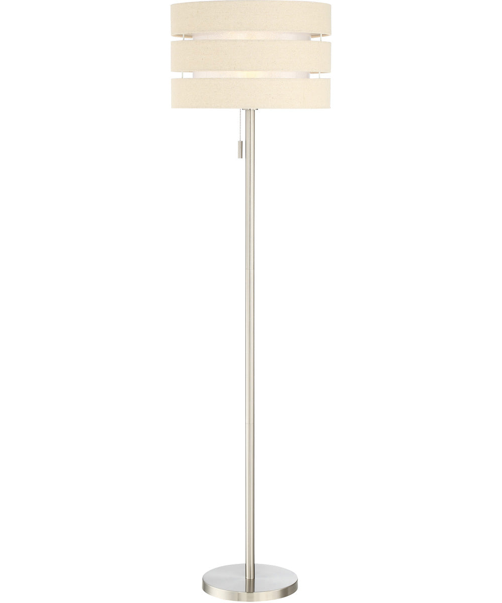 Falan 1-Light Floor Lamp Brushed Nickel/Linen Shade