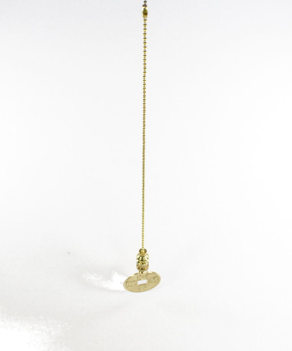 1"W Polished Brass Asian Mysterious East Chinese Coin Fan Pull  with Polished Brass Chain