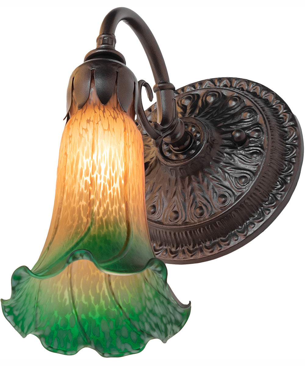 5.5" Wide Amber/Green Tiffany Pond Lily Wall Sconce