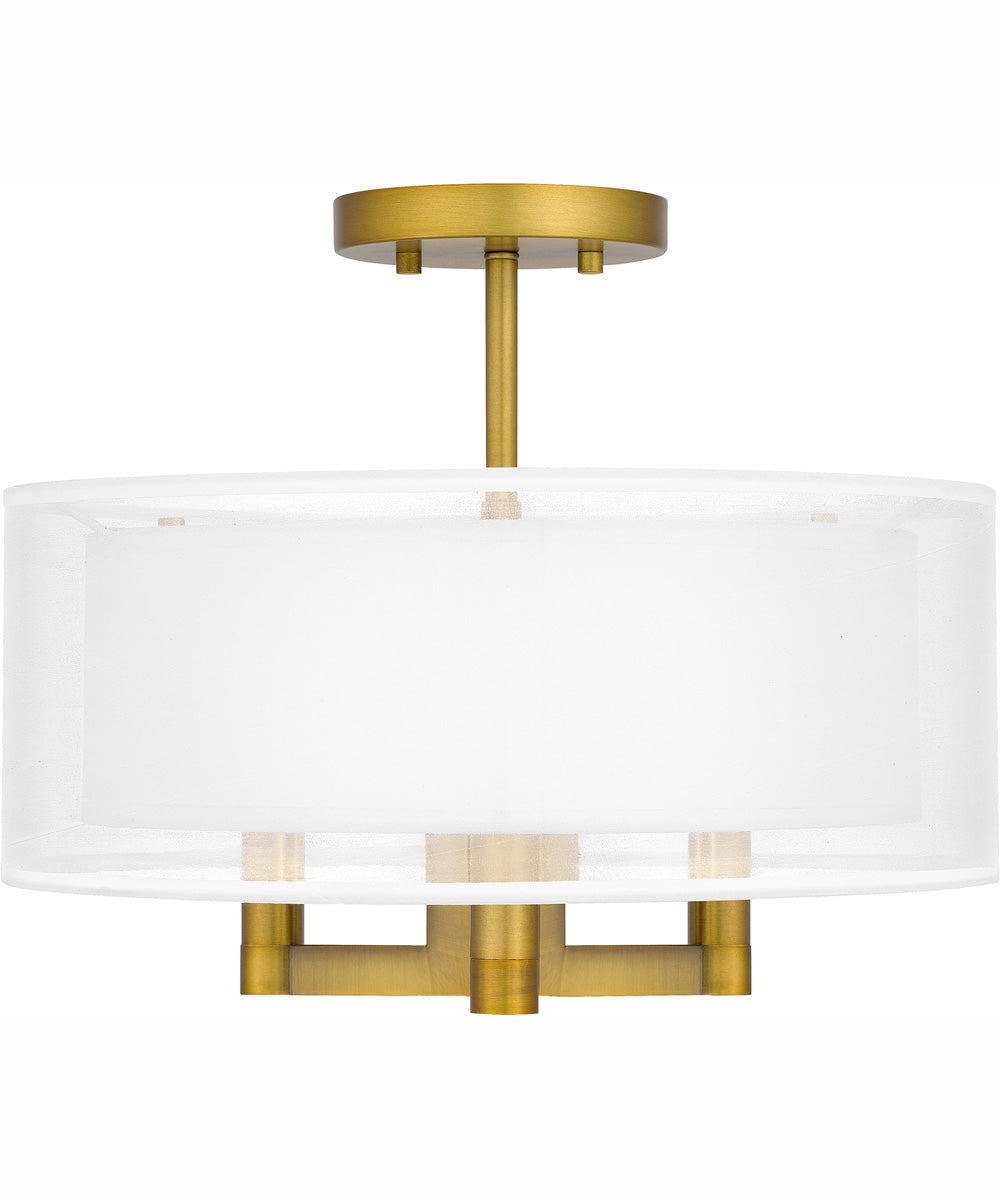 Quoizel Semi-Flush Mount Medium 3-light Semi Flush Mount Aged Brass