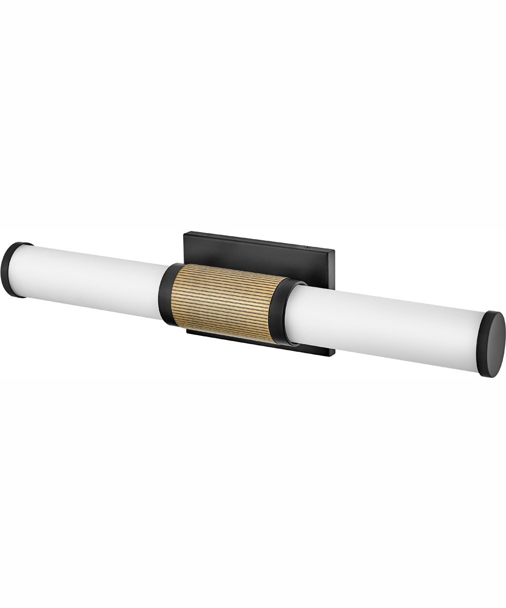 Zevi LED-Light Medium LED Vanity in Black with Lacquered Brass Accents