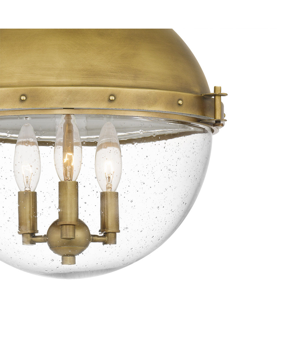 Perrine 3-light Semi Flush Mount Weathered Brass