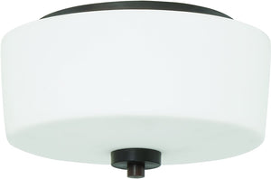 12"W Clarendon 2-Light Flush Mount Light Aged Bronze Brushed