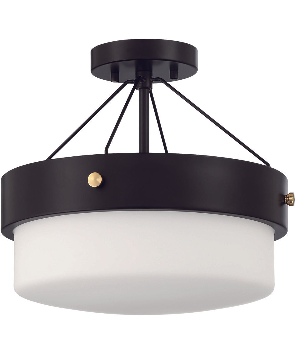 Oak Street 2-Light Semi Flush Flat Black