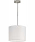 Markor 1-Light White Linen Shade Transitional Pendant Brushed Nickel;Matte Black;Vintage Brass