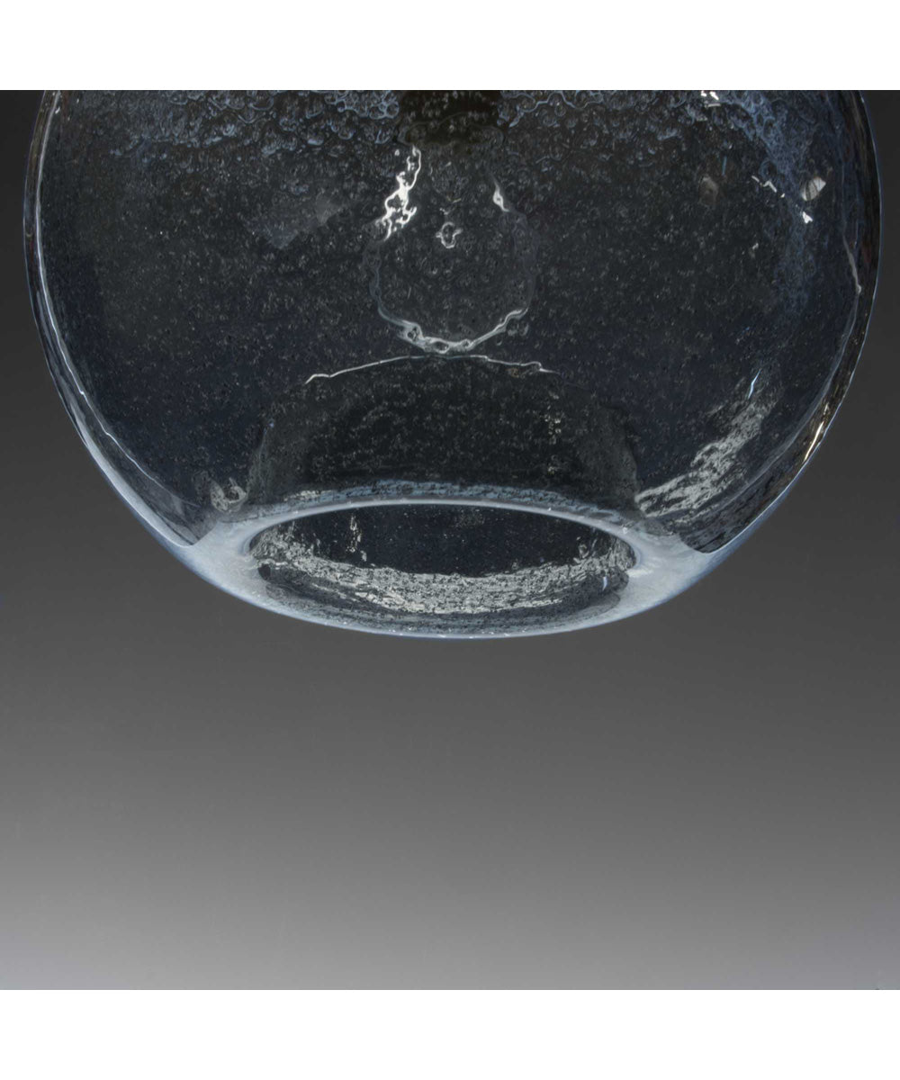 Malbec 1-Light Recycled Blue Textured Glass Global Pendant Light Antique Bronze