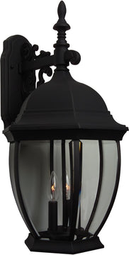25"H Bent Glass 3-Light Outdoor Wall Matte Black