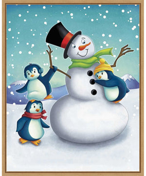 Framed Joyful Snowman by Josefina Canvas Wall Art Print (23  W x 28  H), Sylvie Maple Frame