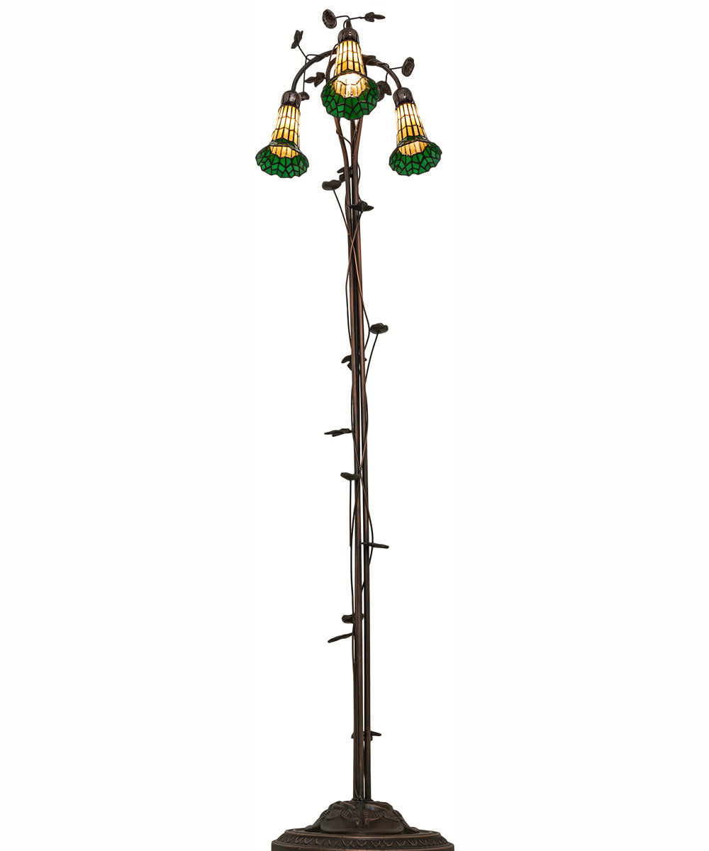 58" High Stained Glass Pond Lily 3 Light Floor Lamp