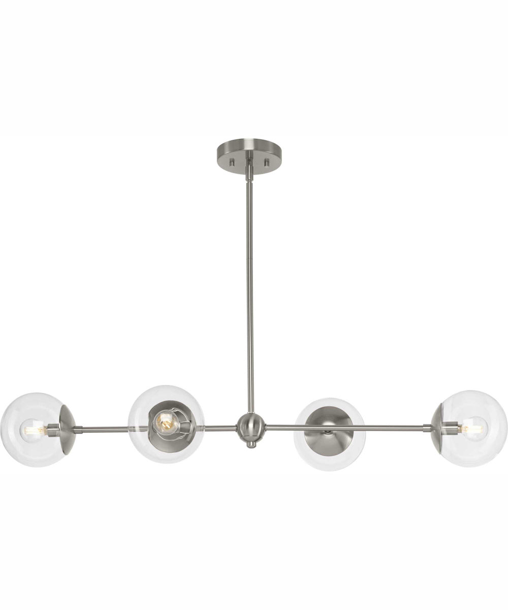 Atwell 4-Light Mid-Century Modern Island Light with Clear Glass Shade Brushed Nickel