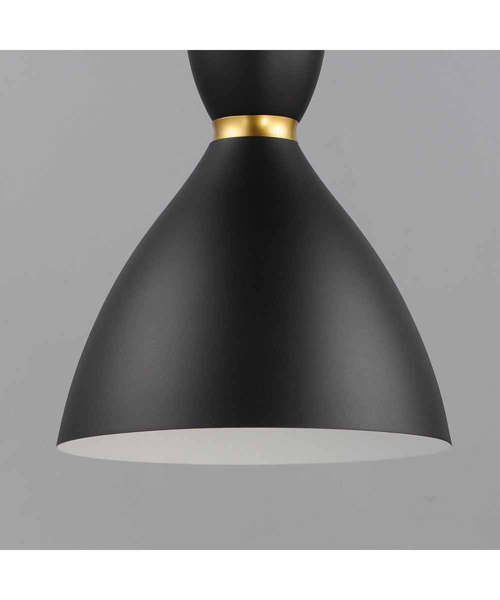 Carillon 11 inch Mini Pendant Black / Satin Brass